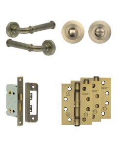 Jedo Antique Brass Classic Door Handle Pack | Bathroom |  JE-A5A3-AB