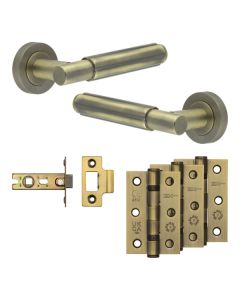 Jedo Antique Brass Bloom Door Handle Pack | Internal Doors |  JE-B1B-AB