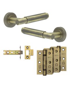 Jedo Antique Brass Bloom Door Handle Pack | Internal Doors |  JE-B3B-AB