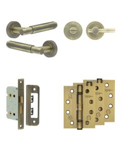 Jedo Antique Brass Bloom Door Handle Pack | Bathroom |  JE-B5A2-AB