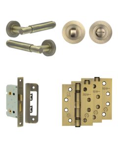 Jedo Antique Brass Bloom Door Handle Pack | Bathroom |  JE-B5A3-AB