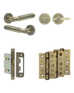 Jedo Antique Brass Bloom Door Handle Pack | Bathroom |  JE-B5B2-AB