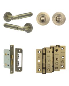Jedo Antique Brass Bloom Door Handle Pack | Bathroom |  JE-B5B3-AB