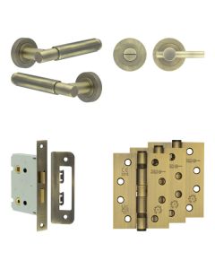 Jedo Antique Brass Bloom Door Handle Pack | Bathroom |  JE-B6A2-AB