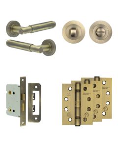 Jedo Antique Brass Bloom Door Handle Pack | Bathroom |  JE-B6A3-AB