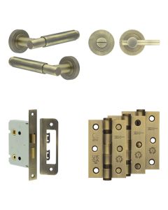 Jedo Antique Brass Bloom Door Handle Pack | Bathroom |  JE-B6B2-AB