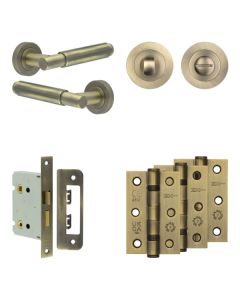 Jedo Antique Brass Bloom Door Handle Pack | Bathroom |  JE-B6B3-AB