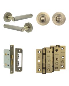 Jedo Antique Brass Hex Door Handle Pack | Internal Doors |   JE-C5B3-AB