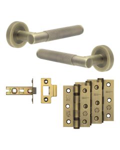 Jedo Antique Brass Bari Door Handle Pack | Internal Doors |  JE-D1B-AB