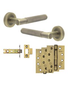Jedo Antique Brass Bari Door Handle Pack | Internal Doors |  JE-D3A-AB