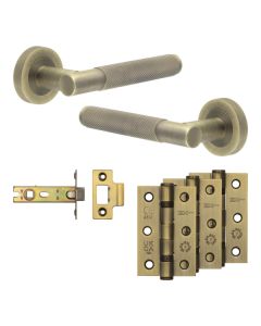 Jedo Antique Brass Bari Door Handle Pack | Internal Doors |  JE-D3B-AB