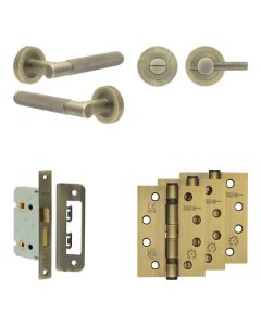 Jedo Antique Brass Bari Door Handle Pack | Bathroom |  JE-D5A1-AB
