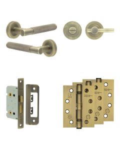 Jedo Antique Brass Bari Door Handle Pack | Bathroom |  JE-D5A2-AB