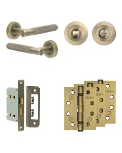 Jedo Antique Brass Bari Door Handle Pack | Bathroom |  JE-D5A3-AB
