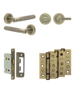 Jedo Antique Brass Bari Door Handle Pack | Bathroom |  JE-D5B1-AB