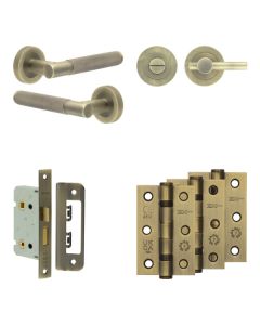 Jedo Antique Brass Bari Door Handle Pack | Bathroom |  JE-D5B2-AB