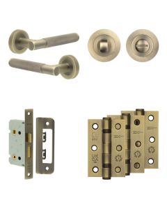 Jedo Antique Brass Bari Door Handle Pack | Bathroom |  JE-D5B3-AB
