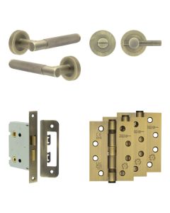 Jedo Antique Brass Bari Door Handle Pack | Bathroom |  JE-D6A1-AB