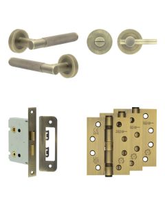 Jedo Antique Brass Bari Door Handle Pack | Bathroom |  JE-D6A2-AB