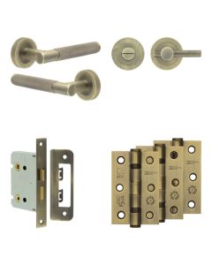 Jedo Antique Brass Bari Door Handle Pack | Bathroom |  JE-D6B1-AB