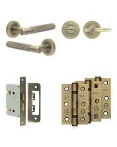 Jedo Antique Brass Bari Door Handle Pack | Bathroom |  JE-D6B2-AB
