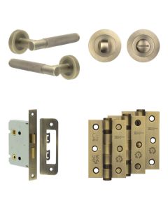 Jedo Antique Brass Bari Door Handle Pack | Bathroom |  JE-D6B3-AB
