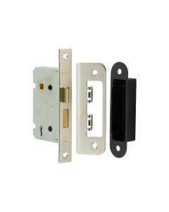 Frelan 63mm NP 2/L sashlock square forend & radiused strike plate