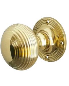 Frelan PB Reeded mortice knob