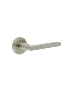 Sets Satin Nickel Jet Lever Handle on rose | JV600SN