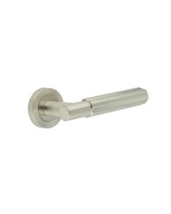 Sets Satin Nickel Bloom Lever Handle on rose | JV848SN