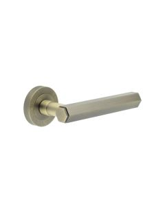 Pair Hex Antique Brass Lever on rose