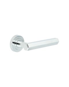 Pair Hex Polished Chrome Lever on rose
