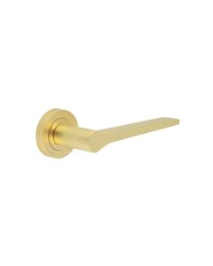 Sets Satin Brass Geo Lever Handle on rose | JV851SB