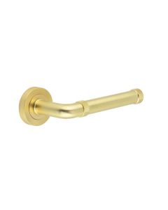 Sets Satin Brass Midtown Lever Handle on rose | JV853SB