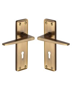 Heritage Brass Antique Brass Kendal Door Handle on Plate - Lever Lock