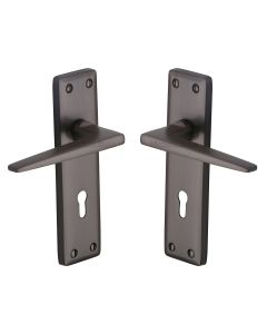 Heritage Brass Matt Bronze Kendal Door Handle on Plate - Lever Lock