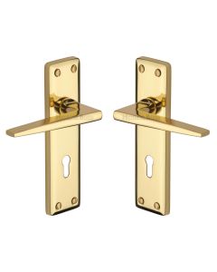 Heritage Brass Polished Brass Kendal Door Handle on Plate - Lever Lock