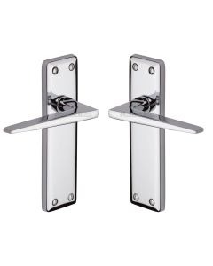 Heritage Brass Polished Chrome Kendal Door Handle on Plate - Lever Latch