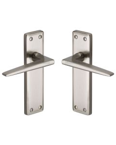 Heritage Brass Satin Nickel Kendal Door Handle on Plate - Lever Latch