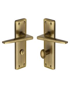 Heritage Brass Antique Brass Kendal Door Handle on Plate - Bathroom Set