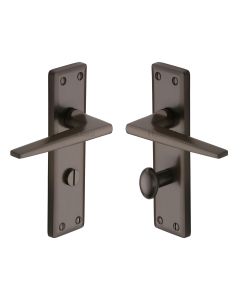 Heritage Brass Matt Bronze Kendal Door Handle on Plate - Bathroom Set
