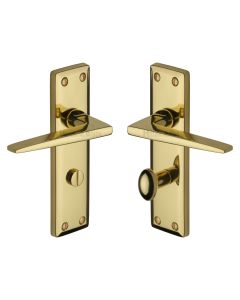 Heritage Brass Polished Brass Kendal Door Handle on Plate - Bathroom Set