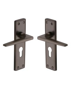 Heritage Brass Matt Bronze Kendal Door Handle on Plate - Euro Profile