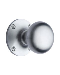 Heritage Brass Satin Chrome Kensington Door Knob on Rose