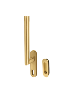 BLU Satin Brass Lift Slide Handle with Euro Backplate & Flush Pull |  KM750B-PSB
