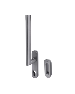 BLU Satin Stainless Steel Lift Slide Handle with Euro Backplate & Flush Pull |  KM750B-SSS