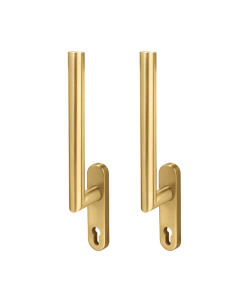 BLU Satin Brass Back to Back Lift Slide Handle with Euro Backplate  |  KM780-PSB