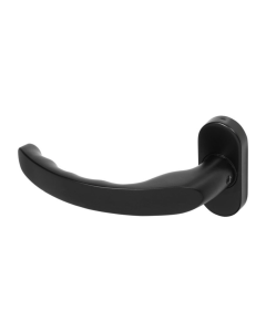 BLU Matt Black Lacquer Ergonomic Lever Door Handle on oval rose  |  KM930B-MBL