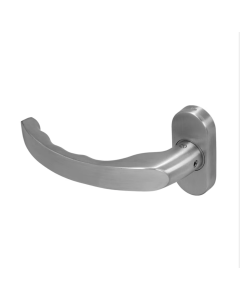 BLU Satin Stainless Steel Ergonomic Lever Door Handle on oval rose  |  KM930B-SSS