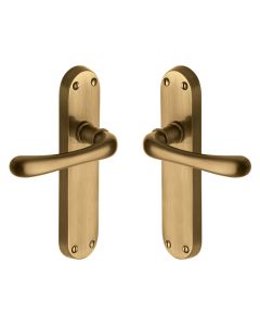 Heritage Brass Antique Brass Luna Door Handle on Plate - Lever Latch